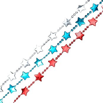 Non-Light Up Red White and Blue Metallic Stars Necklaces Pack of 12 4th of July