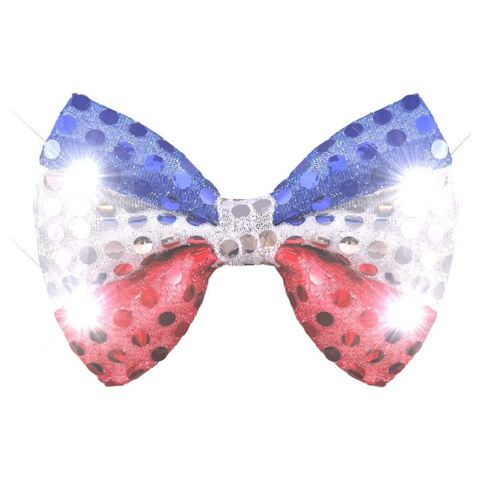 Red White Blue Sequin Bow Tie with White LEDs 4th of July 3
