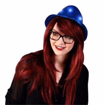 LED Flashing Fedora Hat with Blue Sequins All Products 3
