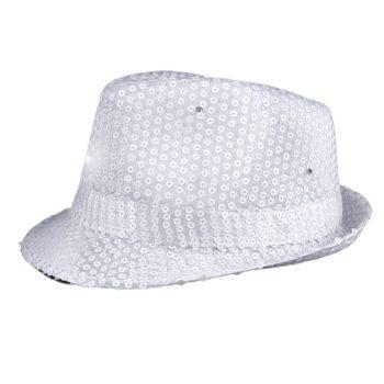 Light Up LED Flashing Fedora Hat with White Sequins All Products 3