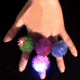 Soft Pom Pom Flashing Rings Pack of 24 Rainbow Multicolor