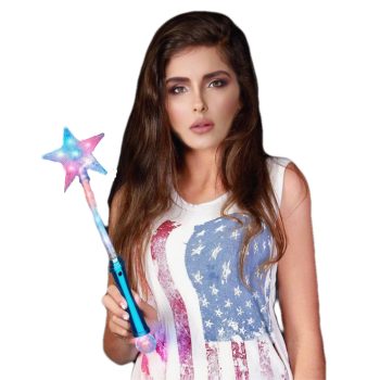 Crystal Star Wand with Red White and Blue LEDs 4th of July