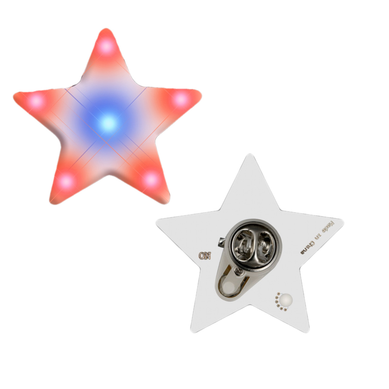 Turbo Star with Safety Pin Clasp Flashing Body Light Lapel Pins 4th of July 4