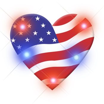 USA Heart Flashing Body Light Lapel Pins 4th of July