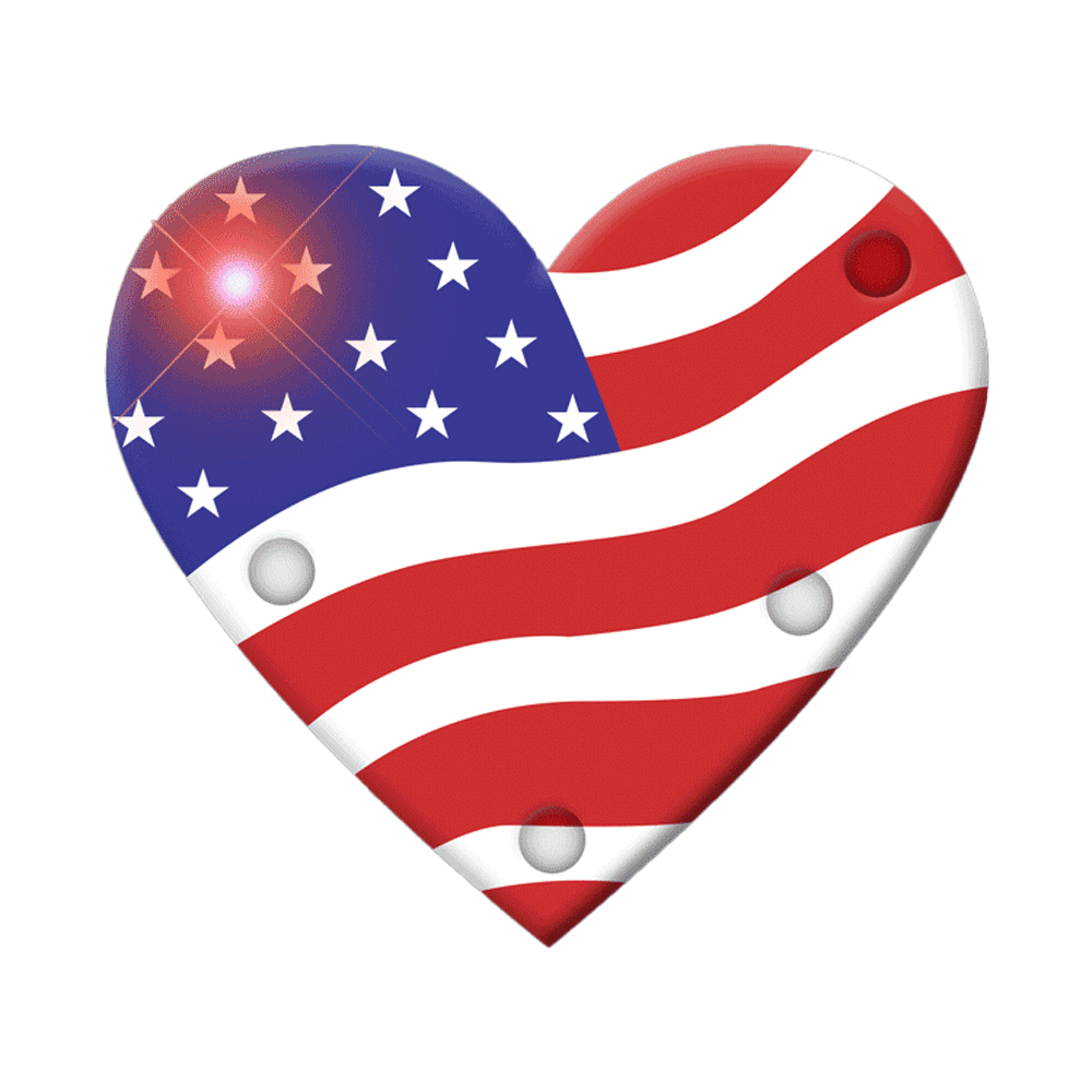 USA Heart Flashing Body Light Lapel Pins 4th of July 4