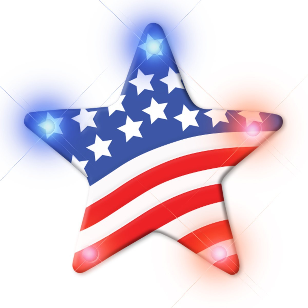 USA Star Flashing Body Light Lapel Pins 4th of July