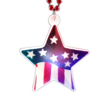 USA Star Flashing Charm Beaded Necklace 4th of July