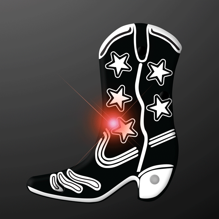 Black Western Cowboy Boot Flashing Body Light Lapel Pins All Body Lights and Blinkees 6