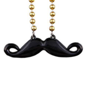 Funky Mustache Beaded Necklace Black Pack of 12 All Products