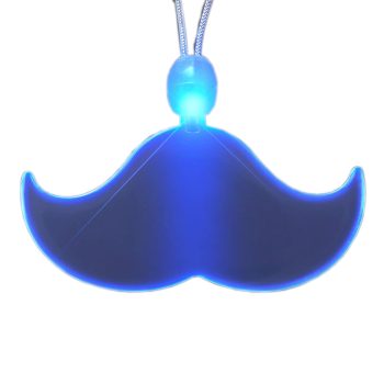 Acrylic LED Blue Mustache Necklace Blue