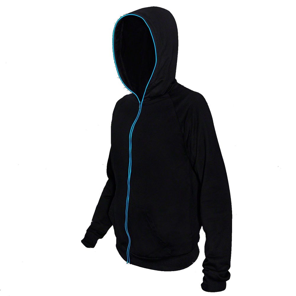 Electro Luminescent Zip Up Hoodie Blue Large All Products 7