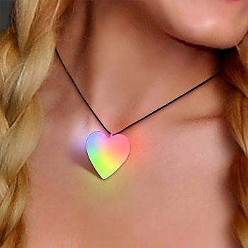 Frosted Heart Necklace Rainbow Multicolor