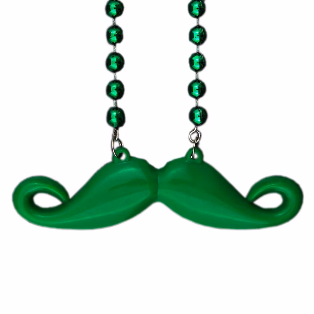 Funky Mustache Beaded Necklace Green Pack of 12 All Products 4