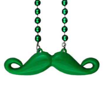 Funky Mustache Beaded Necklace Green Pack of 12 All Products