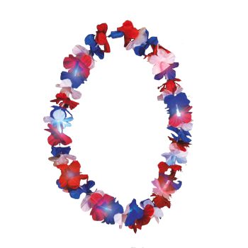 Light Up Hawaiian Lei Red White and Blue 4th of July