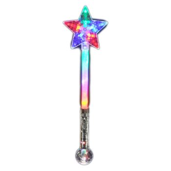 Jumbo Size Light Up Star Crystal Wand Rainbow Multicolor