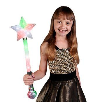 Jumbo Size Light Up Star Crystal Wand Rainbow Multicolor