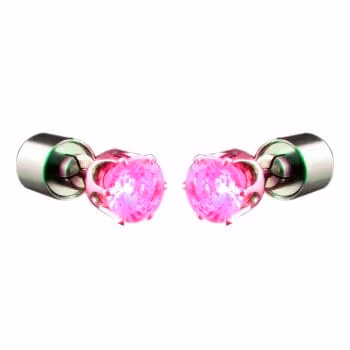 LED Faux Diamond Pierced Earrings Pink All Products