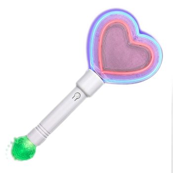 LED Rave PLUR Heart Wand with Crystal Ball Rainbow Multicolor