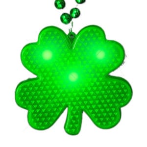 LED Shamrock Beaded Necklace for St Patricks Day