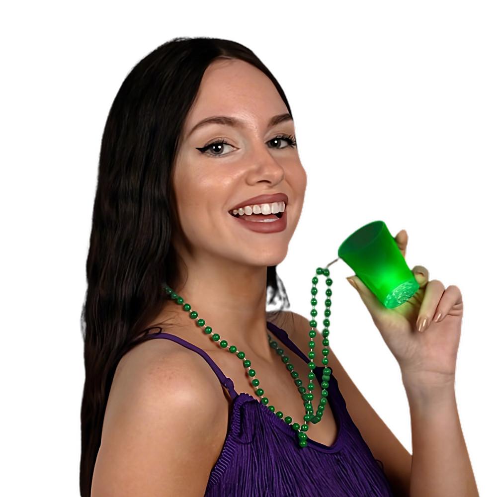 Light Up Green Shot Glass on Green Beaded Necklaces All Products 4