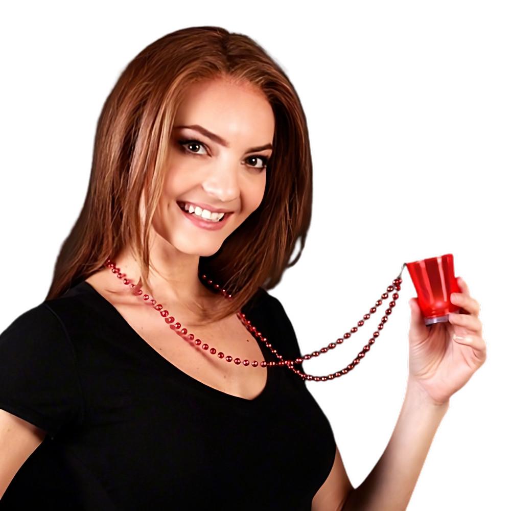 Light Up Red Shot Glass on Red Beaded Necklaces All Products 4