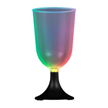 Mini LED Wine Glass with Black Base Rainbow Multicolor
