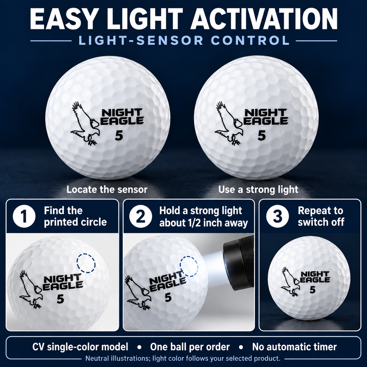 Night Eagle CV LED Golf Ball Red 1 Ball All Products Night Eagle CV LED Golf Ball Red 1 Ball All Products 2