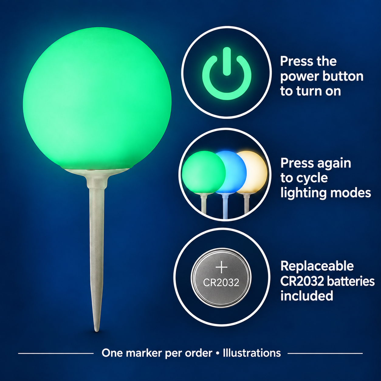 LED Tee Box Spike Ball Marker 7 Light Modes Batteries Included All Products LED Tee Box Spike Ball Marker 7 Light Modes Batteries Included All Products 3
