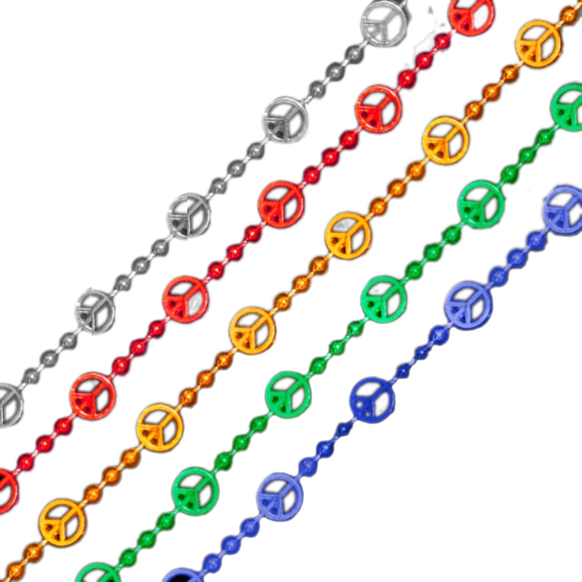 Peace Sign Bead Necklace Assorted Pack of 12 All Products 3