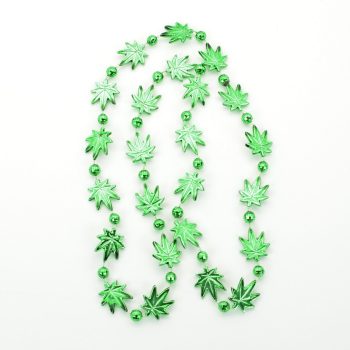 Pot Leaf Bead Necklaces Green Pack of 12 420