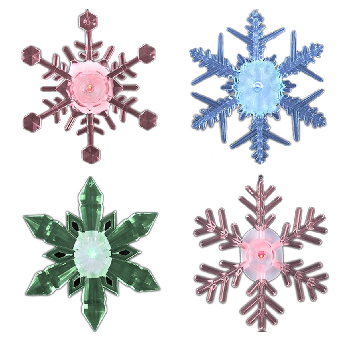 Snowflake LED Slow Changing Christmas Ornament Pack of 4 All Products