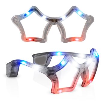 Red White Blue Flashing LED Star Sunglasses 4th of July