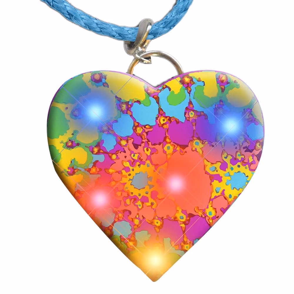 Tie Dye Heart Necklace Flashing Body Light Lapel Pins All Products 3