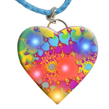 Tie Dye Heart Necklace Flashing Body Light Lapel Pins Rainbow Multicolor
