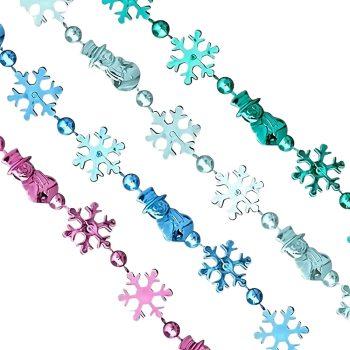 Winter Snowflake Snowman Beaded Necklaces Pack of 12 Beads