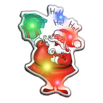 Ho Ho Ho Santa Flashing Blinky Body Light Lapel Pins All Body Lights and Blinkees