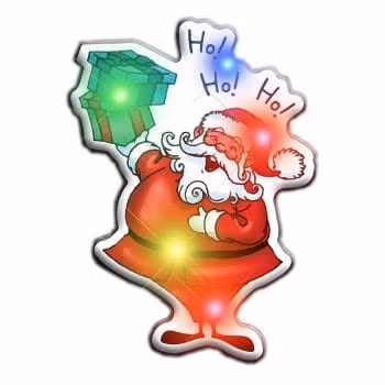 Ho Ho Ho Santa Flashing Blinky Body Light Lapel Pins All Body Lights and Blinkees