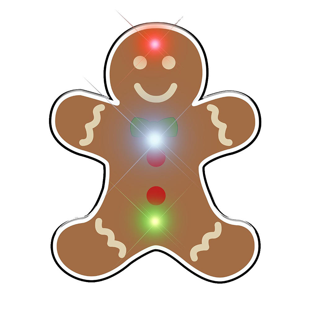 Gingerbread Man Christmas Flashing Blinky Body Light Lapel Pin All Body Lights and Blinkees