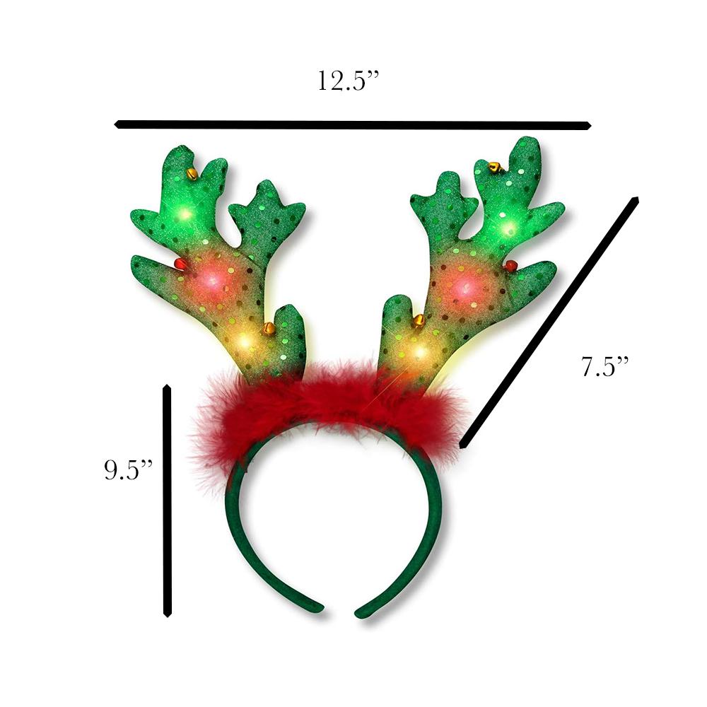 LED Jingle Bells Reindeer Antlers Light Up Headband All Products 4