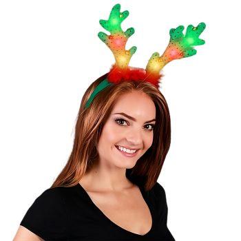 LED Jingle Bells Reindeer Antlers Light Up Headband Christmas Headwear and Antlers