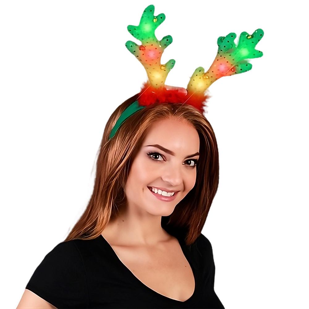 LED Jingle Bells Reindeer Antlers Light Up Headband All Products 5