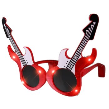 Guitar LED Sunglasses Red Halloween Light Up Accessories