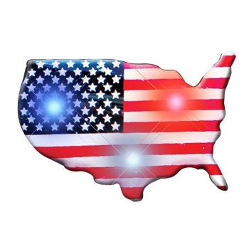 USA Shape Flag Flashing Body Light Lapel Pins 4th of July