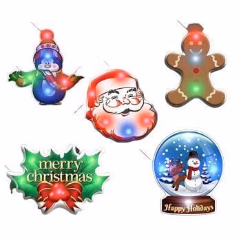 Assorted Christmas 2 Flashing Blinky Body Light Lapel Pins Pack of 25 All Body Lights and Blinkees