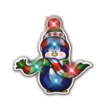 Penguin with Scarf Flashing Body Light Lapel Pins All Body Lights and Blinkees