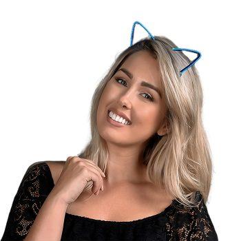 Electro Luminescent Cat Animal Ears Headband Blue Clubs, Concerts, Festivals, Disco