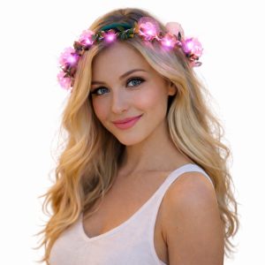 Light Up Pink Rose Flower Princess Halo Crown Headband All Products