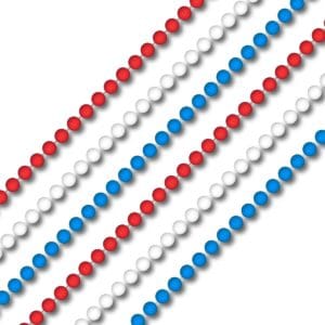 Smooth Round Bead Mardi Gras Necklace USA RWB Pack of 12 4th of July