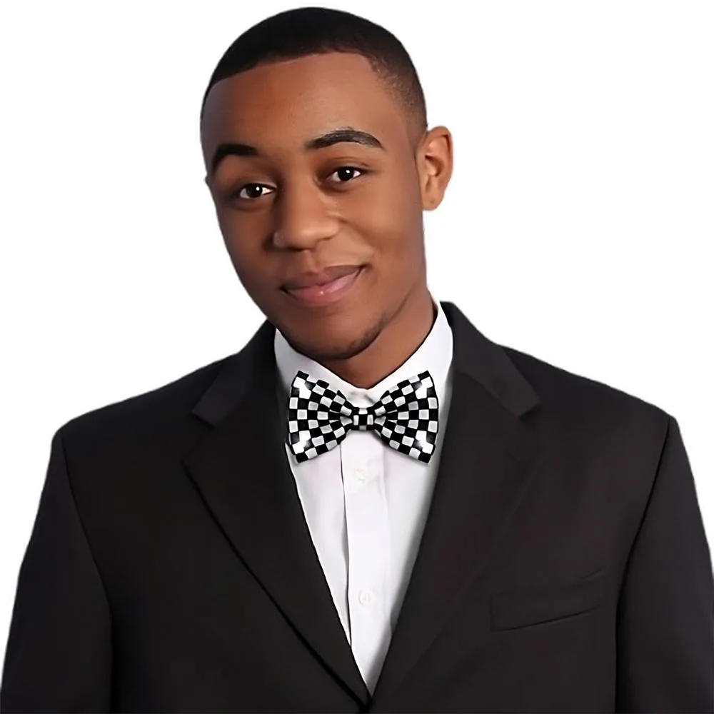 Black and White Checkered Bow Tie with White LED Lights All Products 3